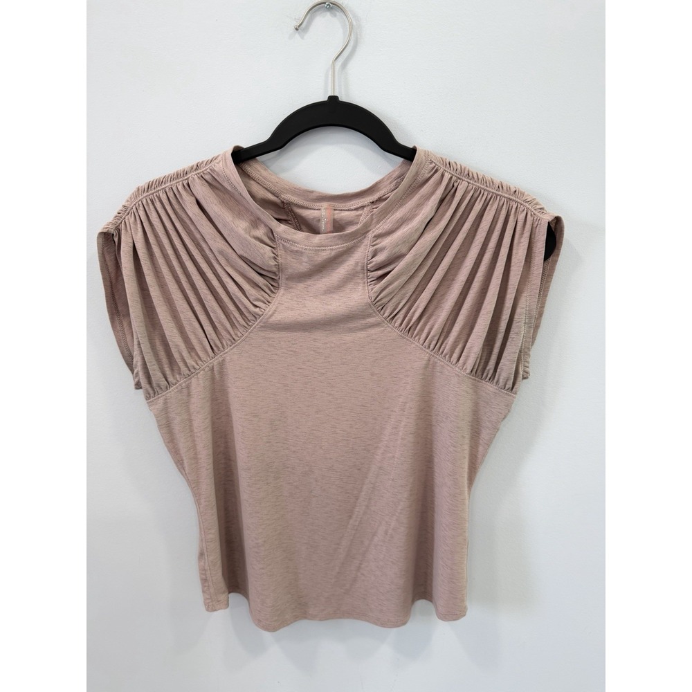FP Movement Mauve Ruched Active Top Short Sleeve Athletic Tee Medium Boho - Picture 3 of 7